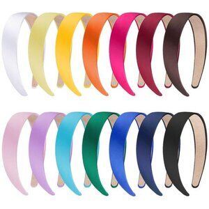 14 Pack Satin Headbands Women Girls Colorful Plain Hairbands DIY Hair Accessorie